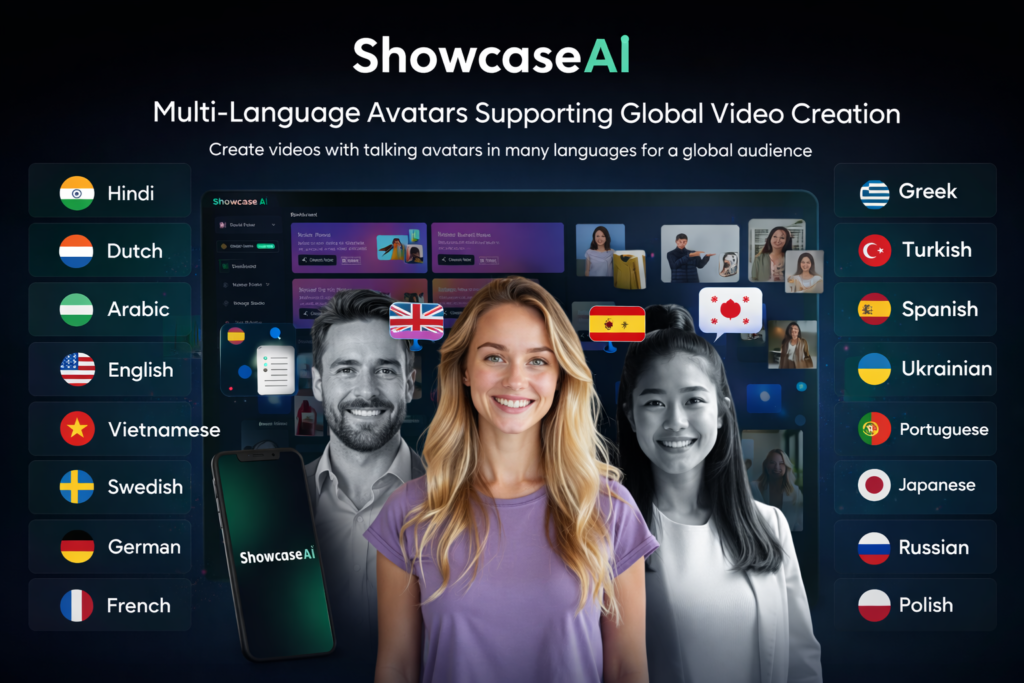 Showcase AI multi-language avatars supporting global video creation